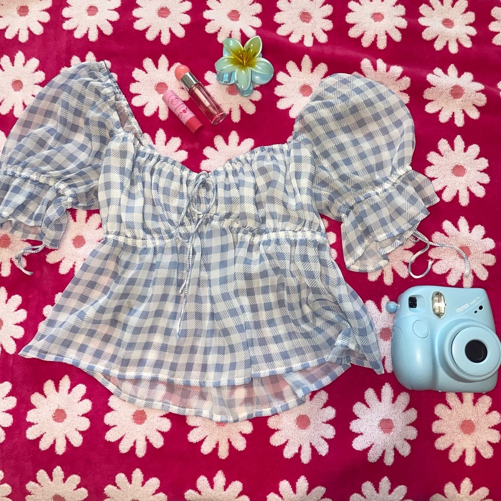 Forever 21 Blue and White Gingham Blouse